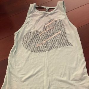 Blue tank top with cross cross back